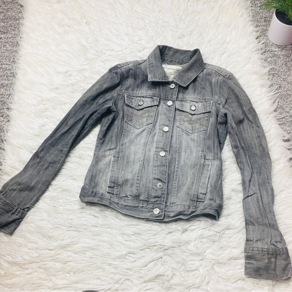 Aeropostale Denim Jacket Light Gray Size Small